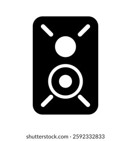 Solid speaker icon with a bold and minimalistic design. Ideal for audio applications, music interfaces, sound systems, and multimedia projects.