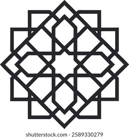 A solid square-based geometric Islamic star with a bold structure.