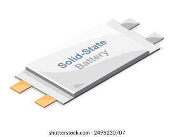 solid state battery cell pack isometric isolated cartoon on white background