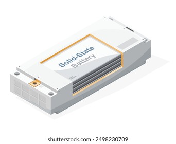 Paquete de batería de estado sólido de dibujos animados aislados isométricos sobre fondo blanco