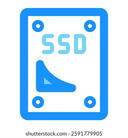 Solid state drive blue icon representing digital data storage in modern technology applications It can illustrate computer hardware and file saving solutions