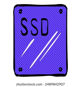 Solid state drive halftone icon hand drawn color vector illustration