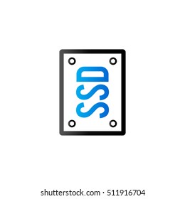 Solid state drive icon in duo tone color. Computer storage SSD