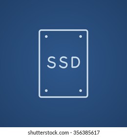 Solid state drive line icon for web, mobile and infographics. Vector light blue icon isolated on blue background.