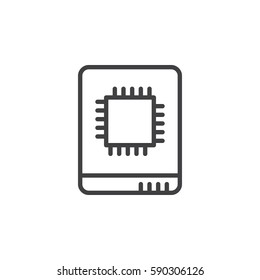 Solid state drive line icon, outline vector sign, linear style pictogram isolated on white. SSD symbol, logo illustration. Editable stroke. Pixel perfect