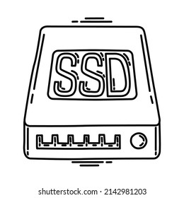 Solid State Drive Part of Computer Software and Hardware Hand Drawn Icon Set Vector.