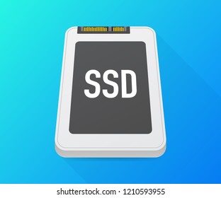 Solid State Drive, ssd polygon, computer device, hard disk. Vector stock illustration.