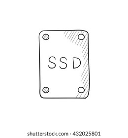 Solid state drive vector sketch icon isolated on background. Hand drawn Solid state drive icon. Solid state drive sketch icon for infographic, website or app.