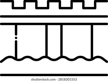 Solid stone bridge spanning across a flowing river of water. This civil engineering structure represents medieval travel routes and kingdom infrastructure. Great for historical trade route maps and medieval town planning.