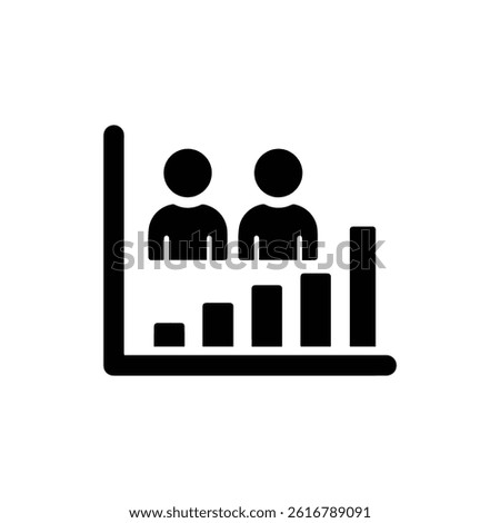 Solid Style Demographics Icon with Male and Female Figures on Graph