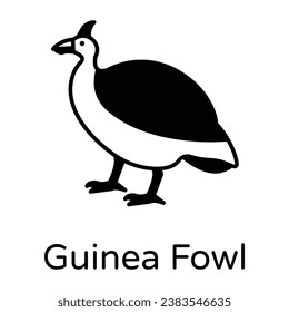 A solid style editable vector of guinea fowl 