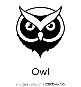 A solid style editable vector of owl 