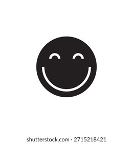 Icono de emoji de cara feliz de estilo sólido con una sonrisa suave y simple.