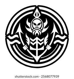 A solid style icon of ancient guardian symbol