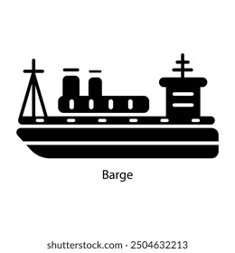 A solid style icon of barge 