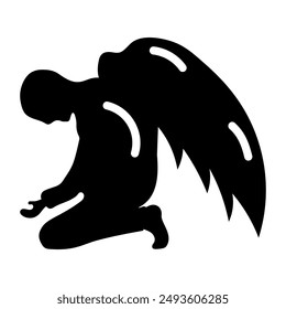 A solid style icon of bowing down ethereal guardian 