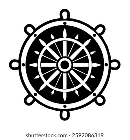 A solid style icon of buddha wheel symbol