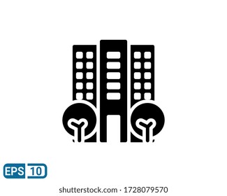 solid style icon of building apartment home. vector illustration for graphic design, website, UI isolated on white background. EPS 10