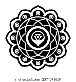 A solid style icon of chakra mandala symbol