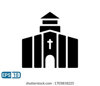 solid style icon of church isolated on white background. EPS 10