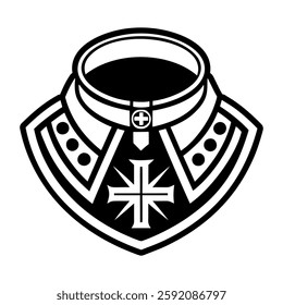 A solid style icon of clerical collar symbol