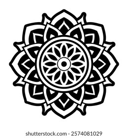 A solid style icon of a floral tattoo sign