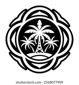 A solid style icon of island symbol