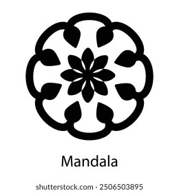 A solid style icon of mandala 