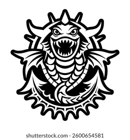 A solid style icon of monster tattoo symbol