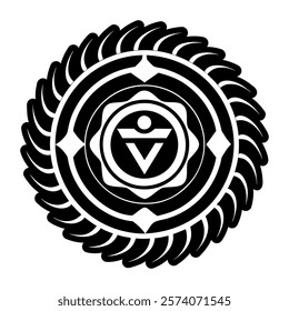 A solid style icon of motion chakra symbol