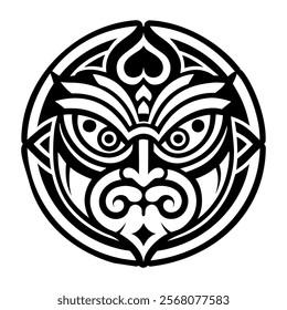 A solid style icon of polynesian tiki symbol