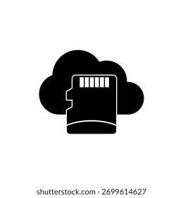 Ícone de estilo sólido que representa a transferência de dados do cartão de memória para a nuvem.
