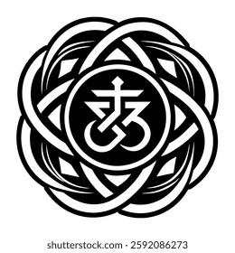 A solid style icon of sacred thread symbol