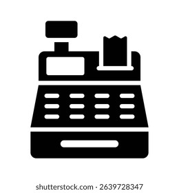 Solid style icon showing a cash register machine