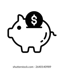 A solid style icon showing piggy saving bank