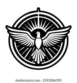 A solid style icon of spirit dove symbol