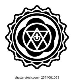 A solid style icon of spiritual chakra symbol