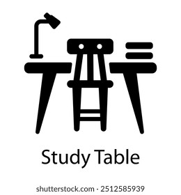 A solid style icon of study table 