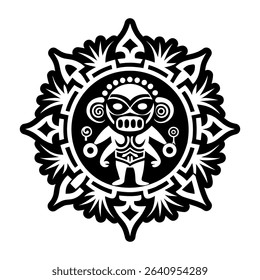 Solid style icon of a taino ritual symbol