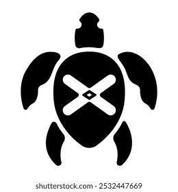 A solid style icon of taino turtle  