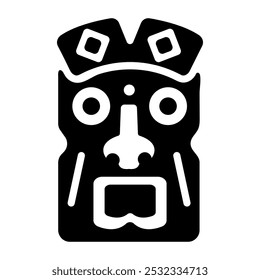 Solid style icon of tiki artwork