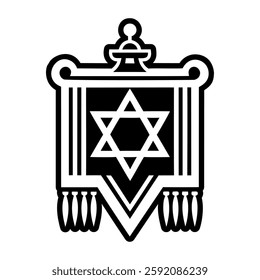 A solid style icon of torah mantle symbol