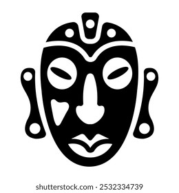 A solid style icon of tribal face 