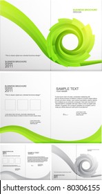 Solid Swirl Shape. Green Eco Concept. Vector Brochure Template