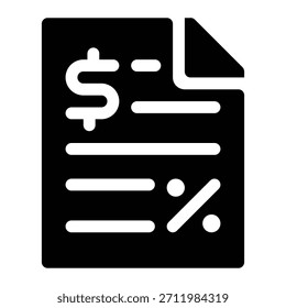Solid tax icon for levy, government duty, charge, and fiscal payment.