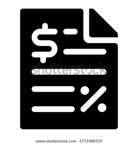 Solid tax icon for levy, government duty, charge, and fiscal payment.