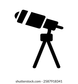 Solid telescope icon with a simple and modern design. Perfect for astronomy, stargazing, and science themes.