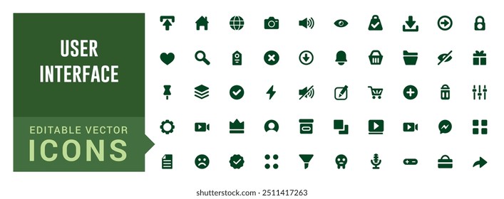 Solid UI icons for web and mobile design. Contains such icons as Home, Arrows, Message, Phone, Clock