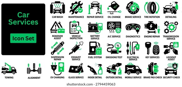 Solid vector of Car services icon set