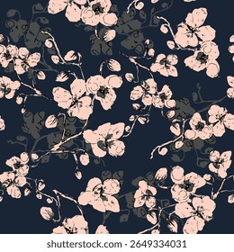 solid vector design, abstract seamless pattern, medium and small orchid flowers, for digital print ideas for textile fabrics or background images.